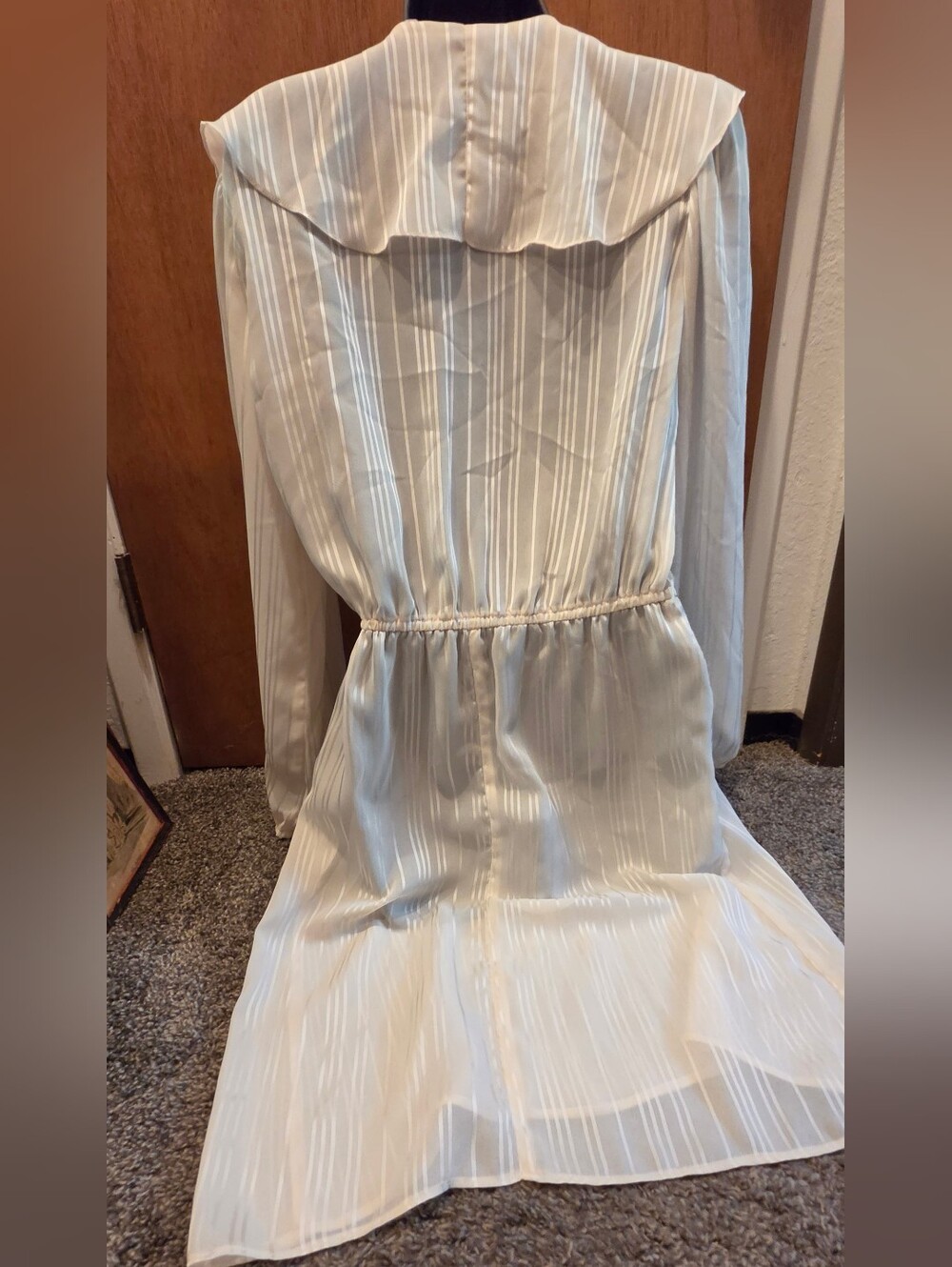 Dooney & Bourke Cream Long Sleeve Sheer Ruffle Dress SzM No Tag - Picture 9 of 9